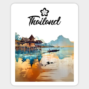 Thailand: Postcard from Thailand the Orchid of Asia on a light (Knocked Out) background Sticker